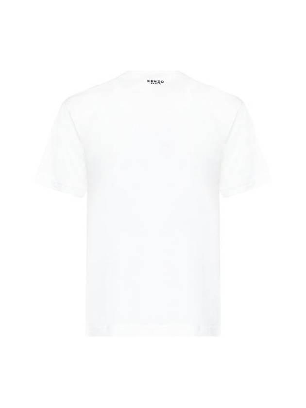 Lucky Tiger Embroidered Classic Short Sleeve T Shirt Off White - KENZO - BALAAN 3