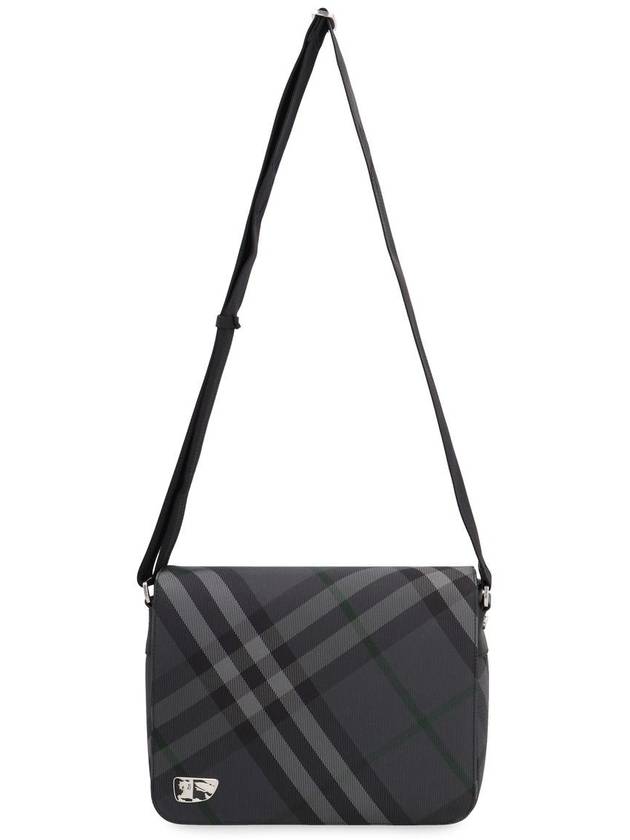 Grid Check Messenger Bag Charcoal - BURBERRY - BALAAN 6