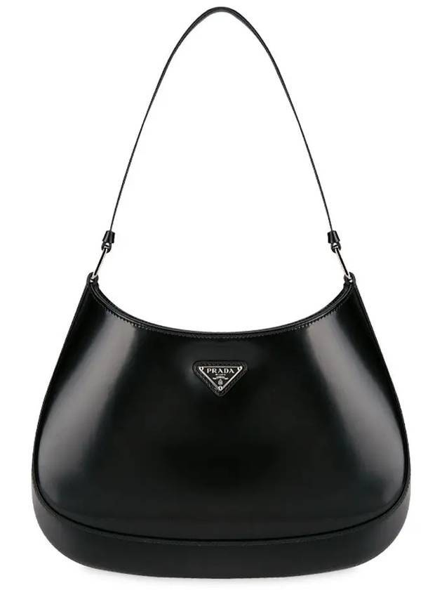 Triangular Logo Cleo Brushed Leather Shoulder Bag Black - PRADA - BALAAN 1