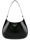 Triangular Logo Cleo Brushed Leather Shoulder Bag Black - PRADA - BALAAN 1