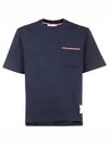 Cotton Oversized Pocket Short Sleeve T-Shirt Navy - THOM BROWNE - BALAAN 2