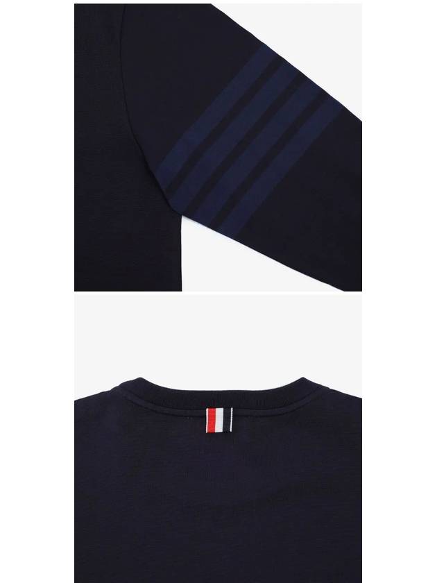 4 Bar Armband Tonal Long Sleeve T-Shirt Navy - THOM BROWNE - BALAAN 4