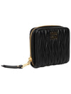 Matelasse Logo Zip Around Half Wallet Black - MIU MIU - BALAAN 4