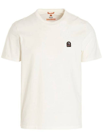 Logo Patch Crew Neck Cotton Short Sleeve T-Shirt Ivory - PARAJUMPERS - BALAAN 1