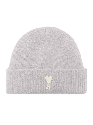 Cloudy Wool Alpaca Hair Knit Beanie Pearl Grey - AMI - BALAAN 1