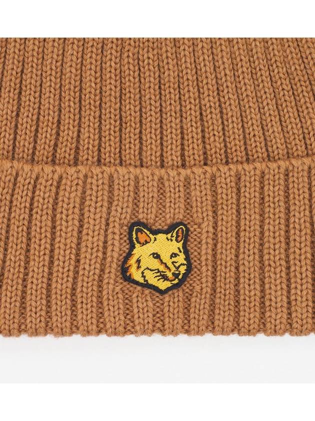 Bold Fox Head Patch Ribbed Beanie Golden Brown - MAISON KITSUNE - BALAAN 4