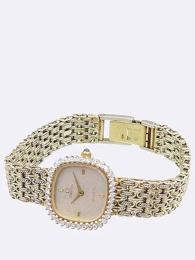 14k Gold Bezel 40P Diamond Quartz Square Vintage Watch - OMEGA - BALAAN 2