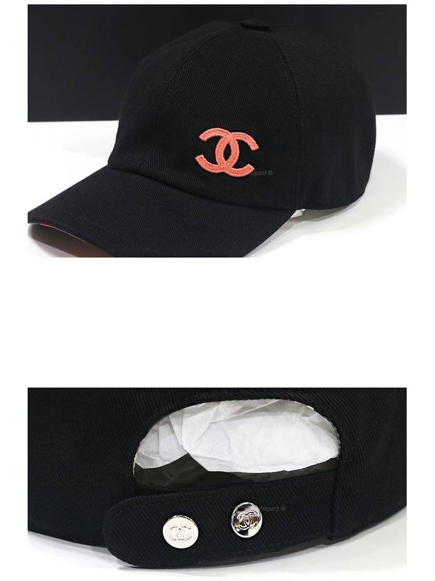 Embroidered CC Logo Cotton Ball Cap Black - CHANEL - BALAAN 4