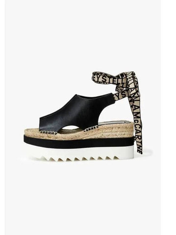 STELLA McCARTNEY GAIA Peep Toe Platform Espadrille Black - STELLA MCCARTNEY - BALAAN 1