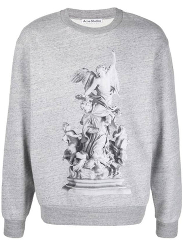 Graphic Print Crew Neck Sweatshirt Grey Melange - ACNE STUDIOS - BALAAN 1