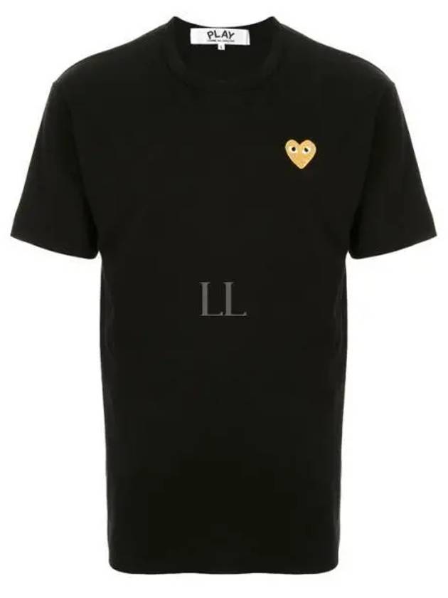 Small Gold Heart Wappen Patch Short Sleeve T-Shirt Black P1 T215 1 - COMME DES GARCONS - BALAAN 2