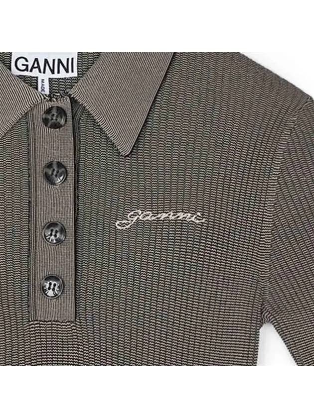 Ribbed Knitwear A-line Short Dress Safari - GANNI - 5