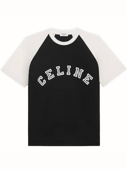 Flocking Loose Short Sleeve T-Shirt White Black - CELINE - BALAAN 2