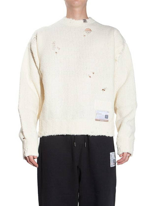 Maison Patch Distressed Knit Pullover A09SW502 WHITE - MAISON MIHARA YASUHIRO - BALAAN 2