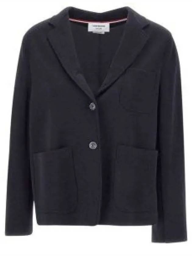 Logo Patch Virgin Wool Blazer Jacket Navy - THOM BROWNE - BALAAN 2