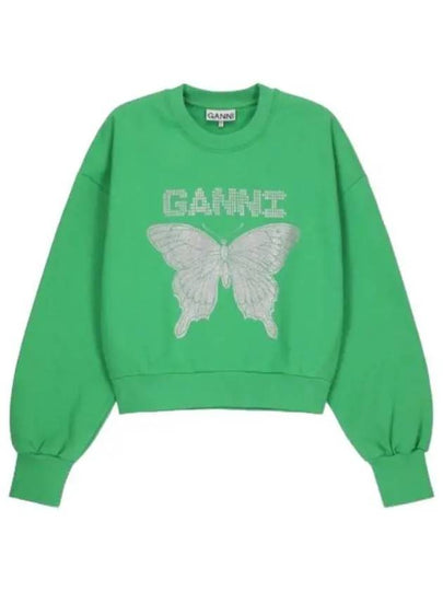 Butterfly Logo Print Organic Cotton Sweatshirt Kelly Green - GANNI - BALAAN 2