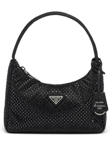 Crystal Satin Mini Bag Black - PRADA - BALAAN 1