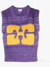 Logo Graphic Cropped Wool Vest Purple - GANNI - BALAAN 2