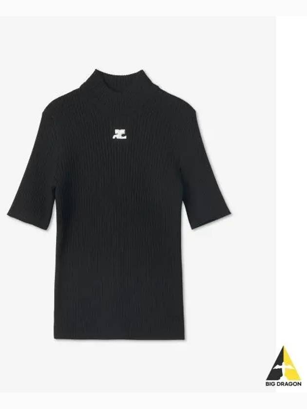 Reedition Knit Short Sleeve Turtle Neck Black - COURREGES - BALAAN 2