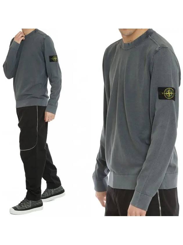 Wappen Patch Cotton Knit Top Blue Grey - STONE ISLAND - BALAAN 2