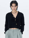 Ribbed Knit Cropped Cardigan Black - ETCH - BALAAN 4