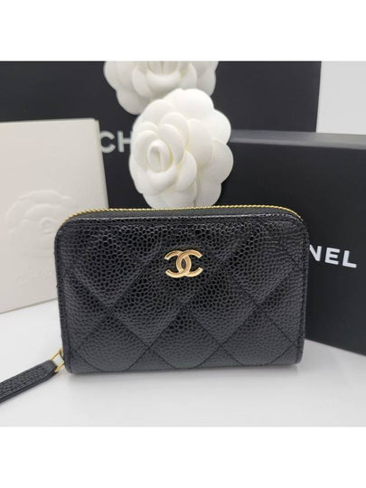 Classic Zipped Coin Purse Grained Calfskin & Gold Black - CHANEL - BALAAN 2