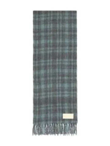 Check pattern fringe muffler aquamarine scarf - AMI - BALAAN 1