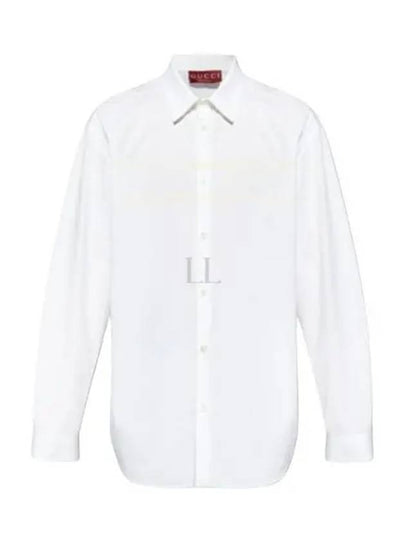 Logo Cotton Long Sleeve Shirt White - GUCCI - BALAAN 2