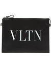 VLTN Logo Strap Handle Clutch Bag Black - VALENTINO - BALAAN 2