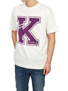 Men's Varsity K Logo Cotton Short Sleeve T-Shirt Off White - KENZO - BALAAN 6