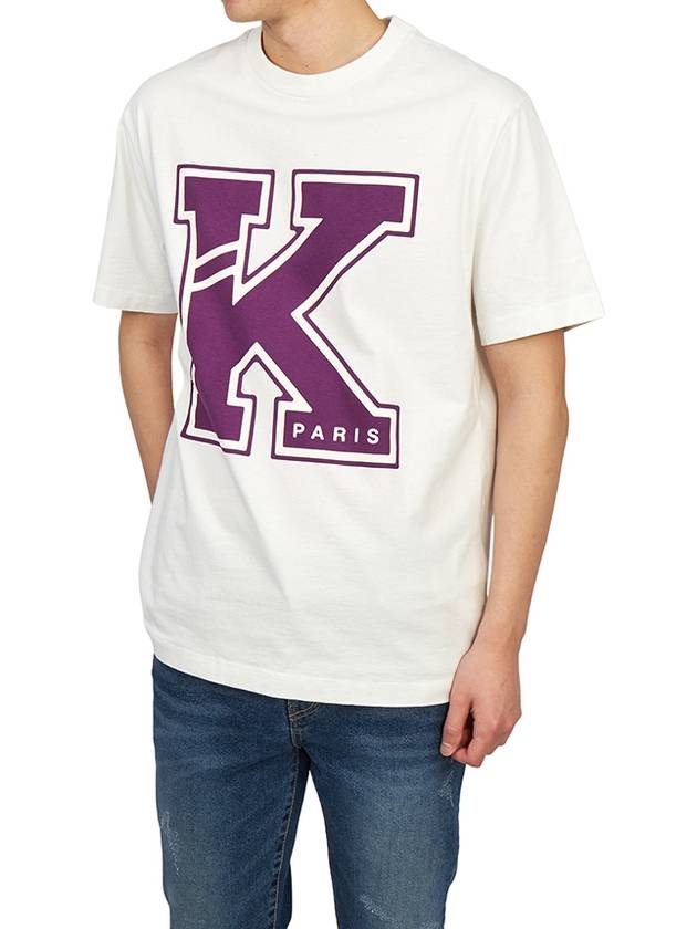 Men's Varsity K Logo Cotton Short Sleeve T-Shirt Off White - KENZO - BALAAN 6