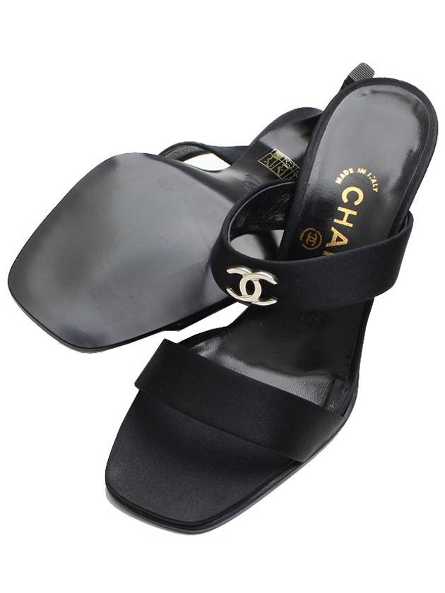 Black Satin Mule Slippers 35 - CHANEL - BALAAN 3