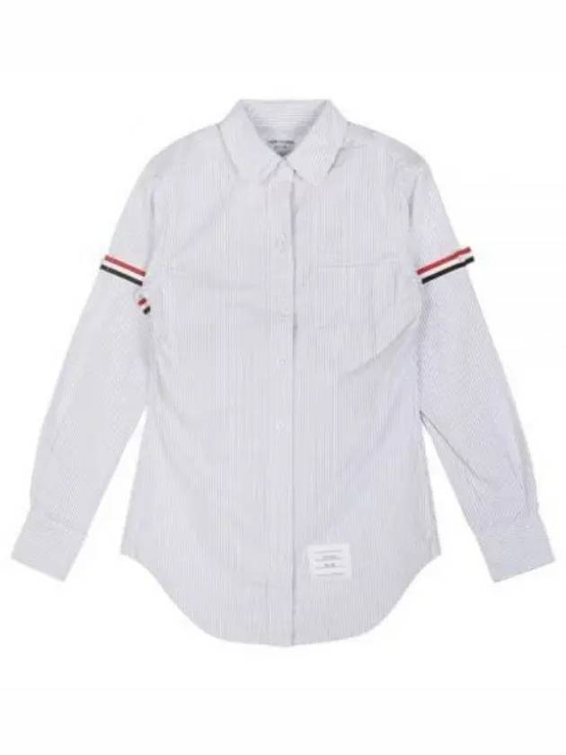 Women's Armband University Striped Oxford Shirt Medium Grey - THOM BROWNE - BALAAN 2