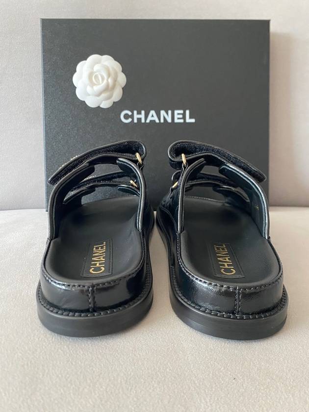 CC Logo Velcro Sandals Black - CHANEL - BALAAN 6