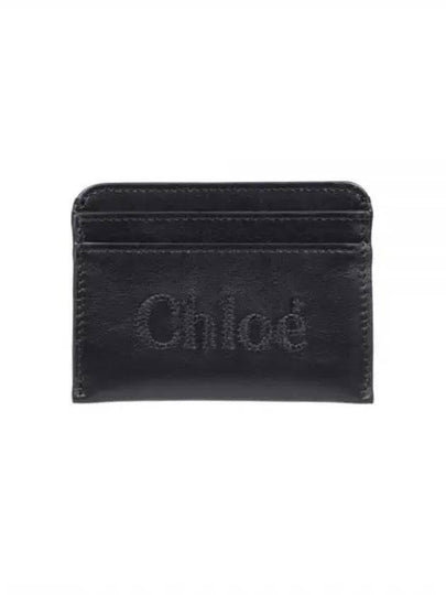 Sense Embroidered Logo Calfskin Card Wallet Black - CHLOE - BALAAN 2