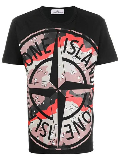 Men's Camo Big Logo Print Short Sleeve T-Shirt Black - STONE ISLAND - BALAAN 2