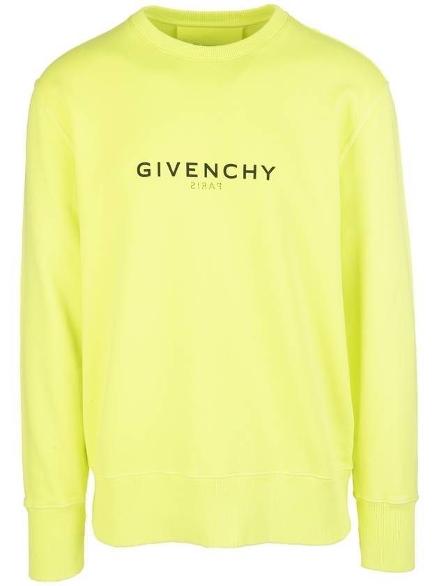 Reverse Logo Printed Sweatshirt Neon Yellow - GIVENCHY - BALAAN 1