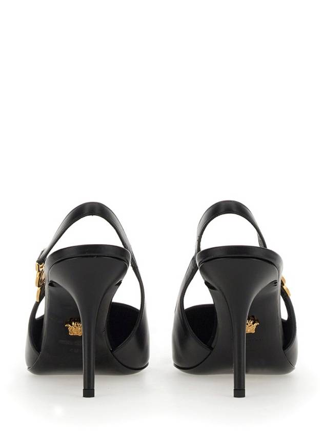 Medusa Detail Calf Leather Slingback Heels Black - VERSACE - BALAAN 5