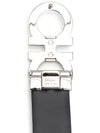 Reversible Gancini Leather Belt Navy Black - SALVATORE FERRAGAMO - BALAAN.