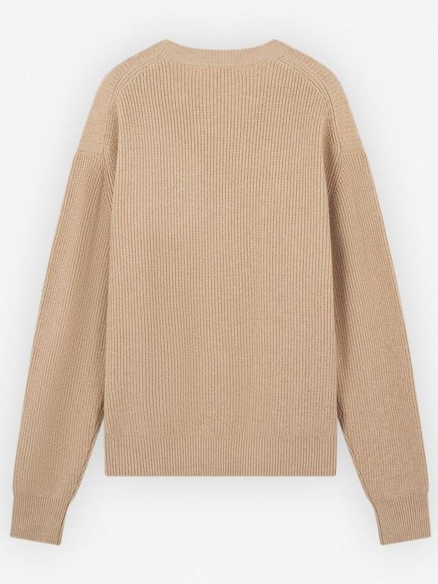 Bold Fox Head Patch Comfort Ribbed Knit Top Beige - MAISON KITSUNE - BALAAN 3