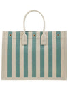 Rive Gauche Striped Logo Canvas Tote Bag Water Green - SAINT LAURENT - BALAAN 4