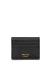 Logo Leather Card Wallet Black - PRADA - BALAAN 1