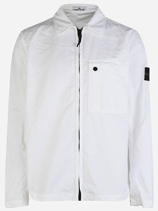 Old Treatment Garment Dyed Overshirt Jacket White - STONE ISLAND - BALAAN 2