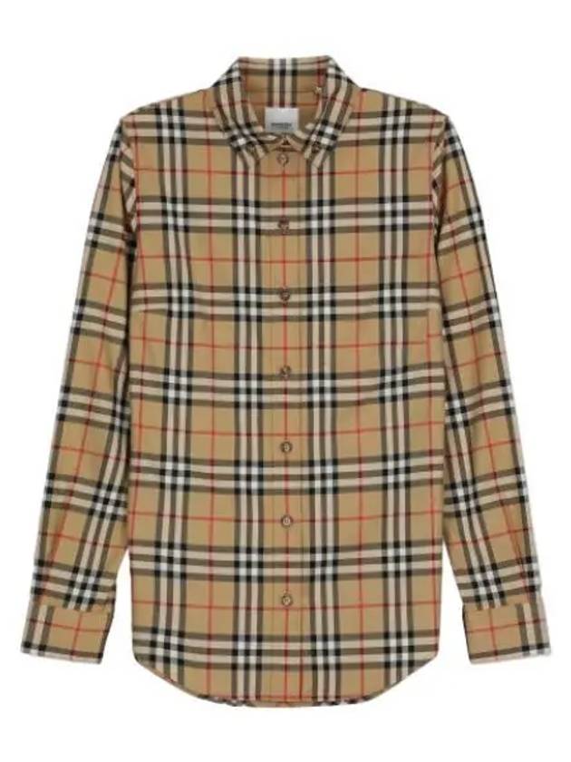 Button Down Collar Vintage Check Stretch Cotton Shirt Archives Beige - BURBERRY - BALAAN 1