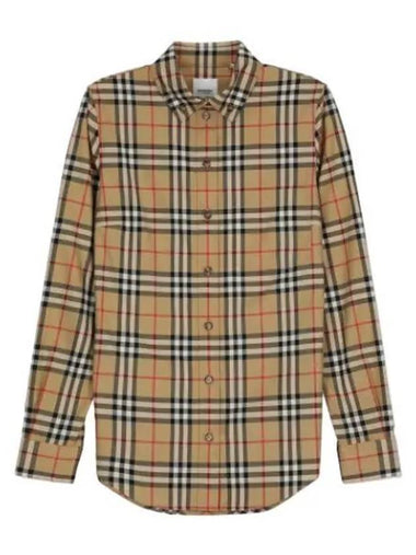 Button Down Collar Vintage Check Stretch Cotton Shirt Archives Beige - BURBERRY - BALAAN 1