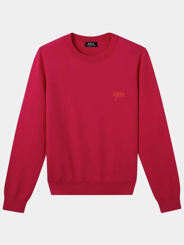 Women's Embroidered Logo Pullover Cotton Knit Top Red - A.P.C. - BALAAN 2