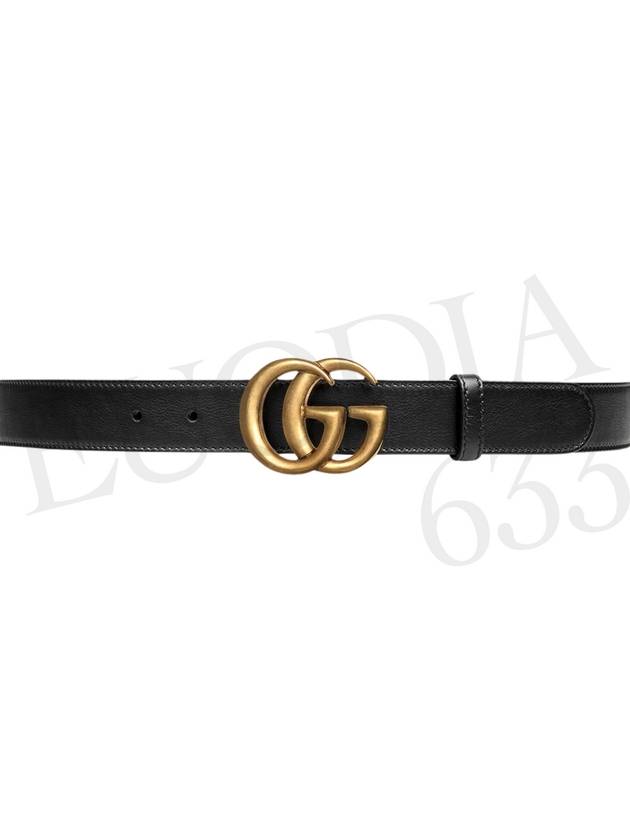 Men's GG Marmont Double G Buckle Gold Hardware Leather Belt Black - GUCCI - BALAAN 6