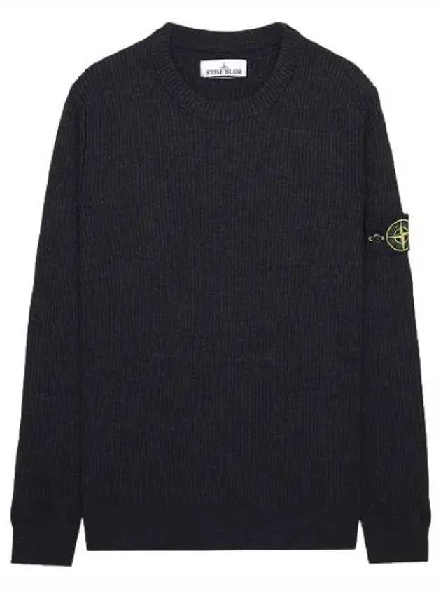 Wappen Patch Crew Neck Ribbed Wool Knit Top Charcoal - STONE ISLAND - BALAAN 2