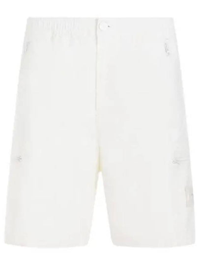 Cargo Bermuda Comfort Fit Cotton Shorts Off White - STONE ISLAND - BALAAN 2