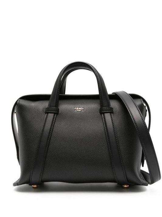 By The Way Boston Medium Leather Tote Bag Black - FENDI - BALAAN 1